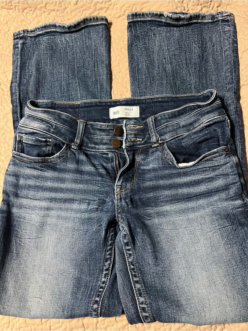 BKE Stella Women's Washed Blue Flare Jeans - Double Button